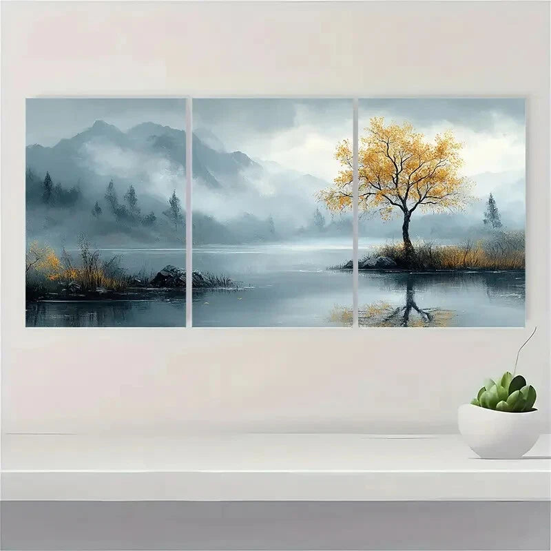 3pcs Minimalist Landscape Neutral Nature Painting Metal Print Ready to Hang Art