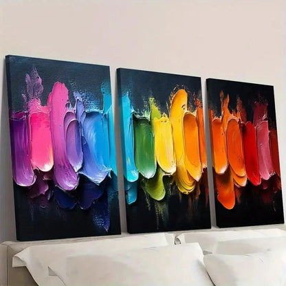 3pcs Contemporary Painting Colorful FR     Wall Art Set Canvas Framed 60x90cm - High Quality Print 100% Australian Made Wall Canvas Ready to Hang - Bella Home Decor