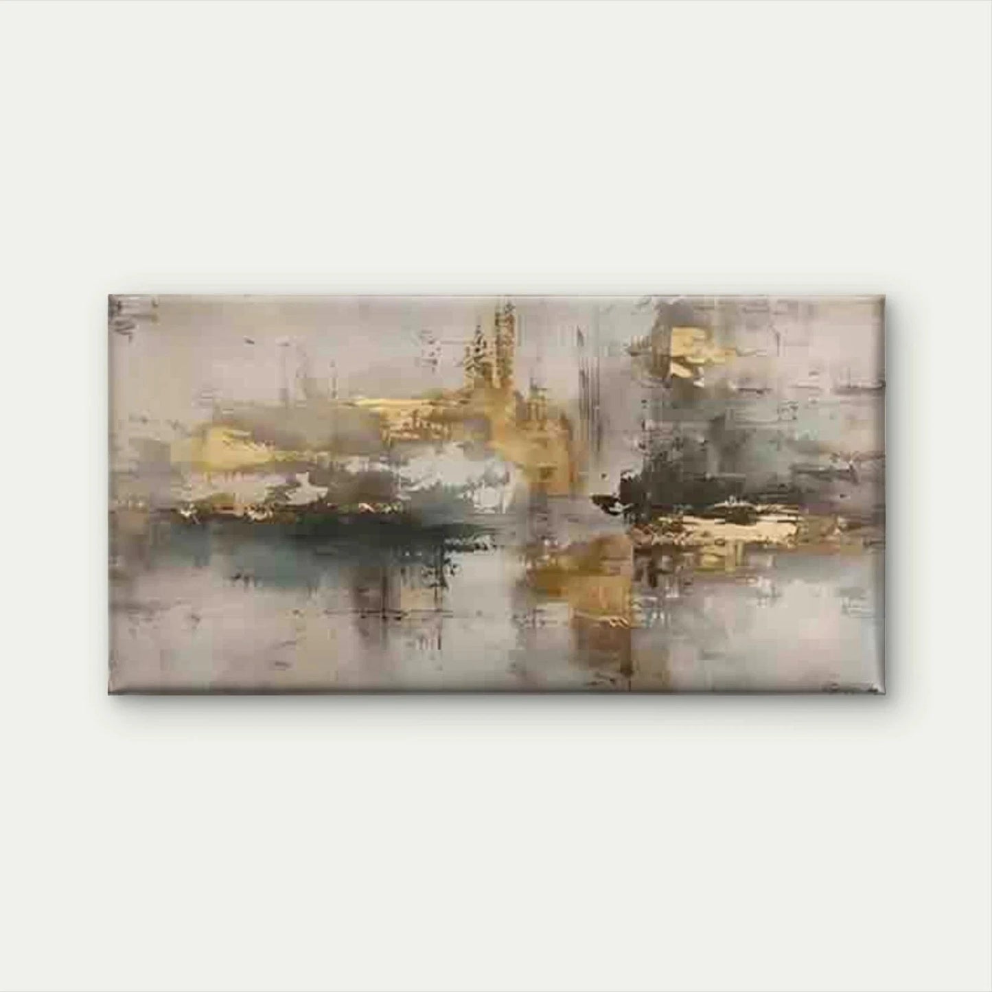 Abstract Golden Leaf Wall Art Canvas Office Home Room Framed 120x60cm