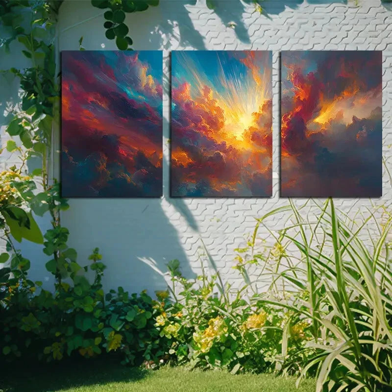 3pcs Vibrant Stunning Nebula Illustration Metal Print Ready to Hang Art - Bella Home Decor
