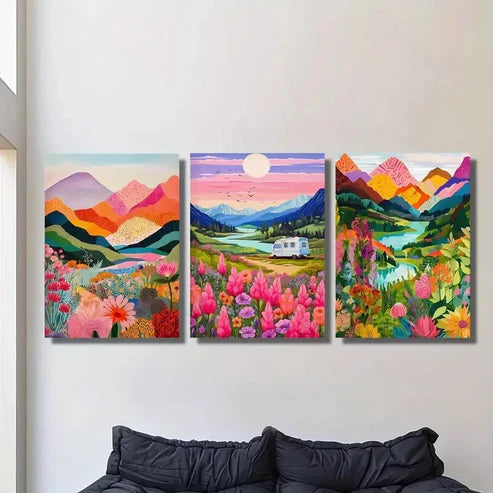 3pcs Gorgeous Lakes and Mountains, Landscape Wall Art Canvas Unframed - High Quality Print 100% Australian Made Wall Canvas