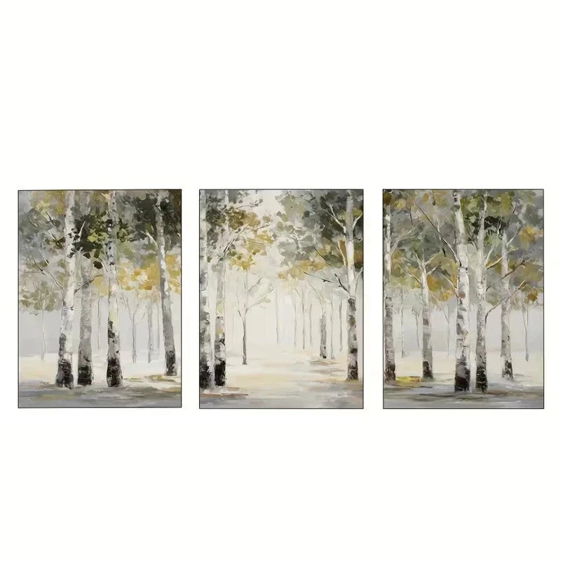 3pcs Botanical Natural Pine Trees Metal Print Ready to Hang Art - Bella Home Decor