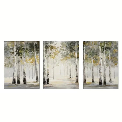3pcs Botanical Natural Pine Trees Metal Print Ready to Hang Art - Bella Home Decor