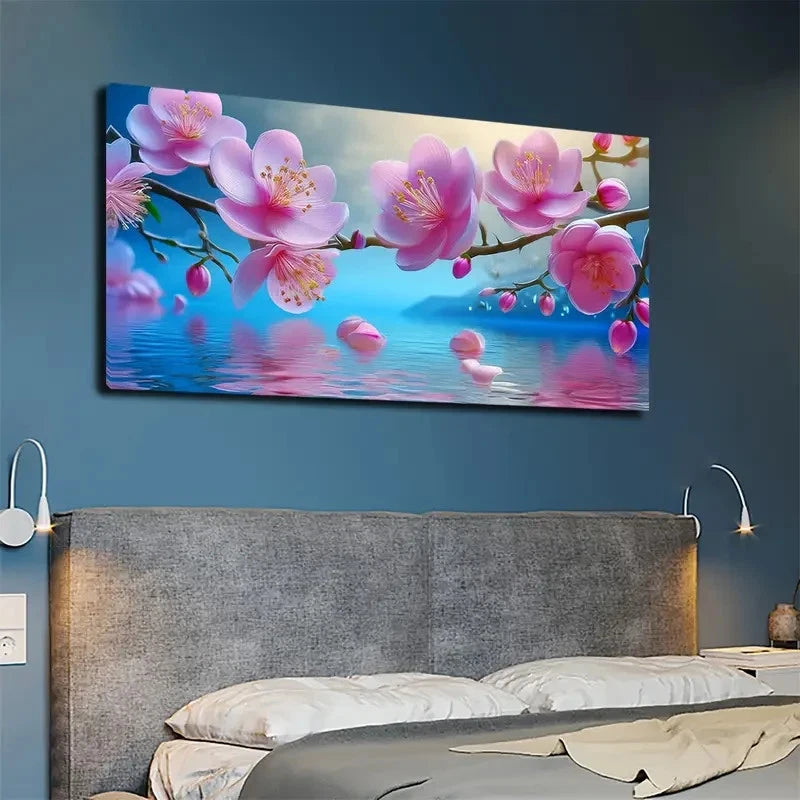 Beautiful Blooming Peach Wall Art canvas office home room framed 120x60cm