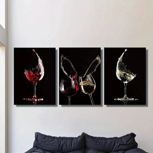 3pcs ,Featuring Wine, Embodying Minimalis Metal Print Ready to Hang Art
