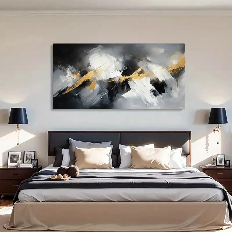 Abstract Flowing Forms Décor Wall Art Canvas Office Home Room Framed 120x60cm - Bella Home Decor