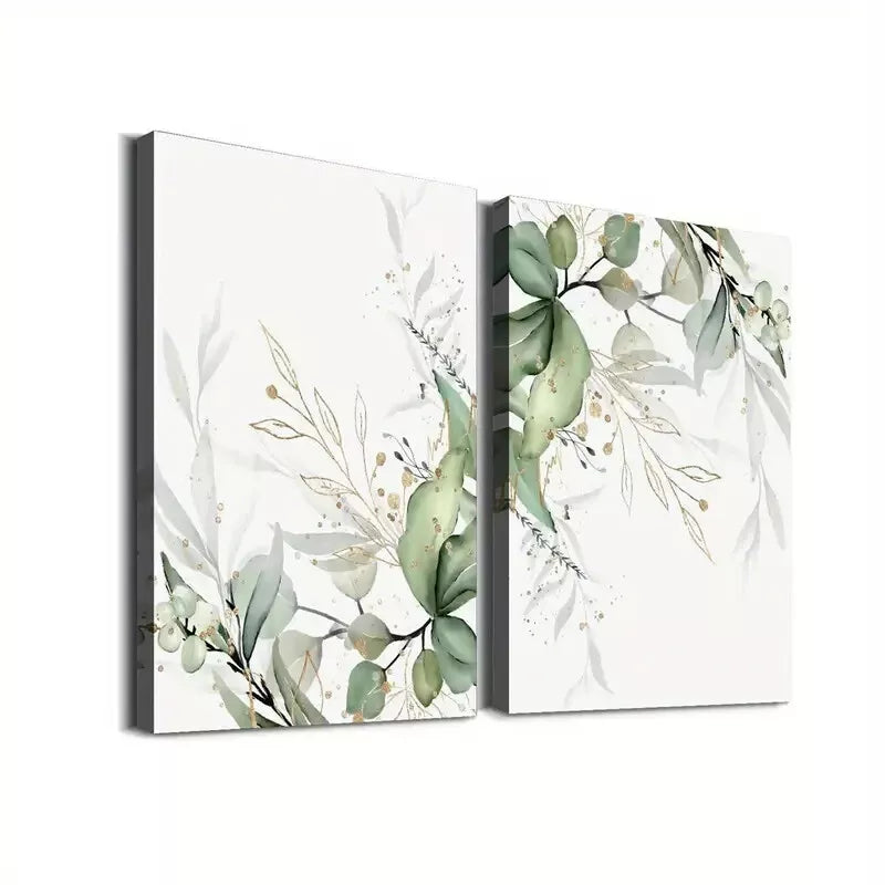 2pcs Set Modern Minimalist Leaf Botanical Framed 50x75cm - High Quality Print 100% Australian Made Wall Canvas Ready to Hang - Bella Home Decor