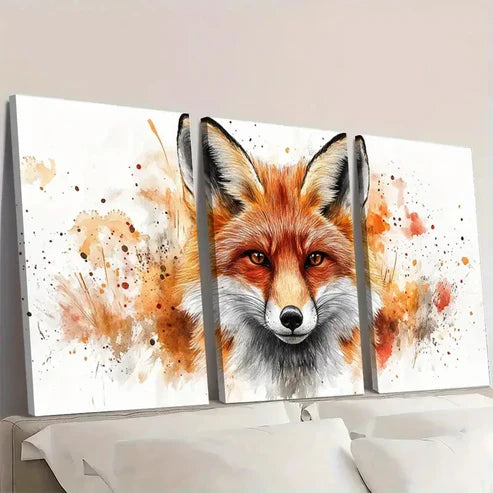 3pcs  Red, Black, White & Brown Fox Portrait Wall Art Set Canvas Unframed - High Quality Print 100% Australian Made Wall Canvas - Bella Home Decor