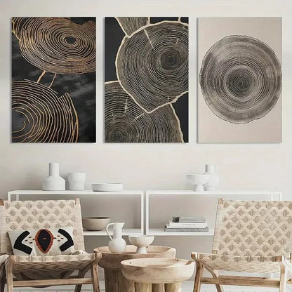 3pcs Painting Tree Ring Wall Art Tree Ring Metal Print Ready to Hang Art - Bella Home Decor