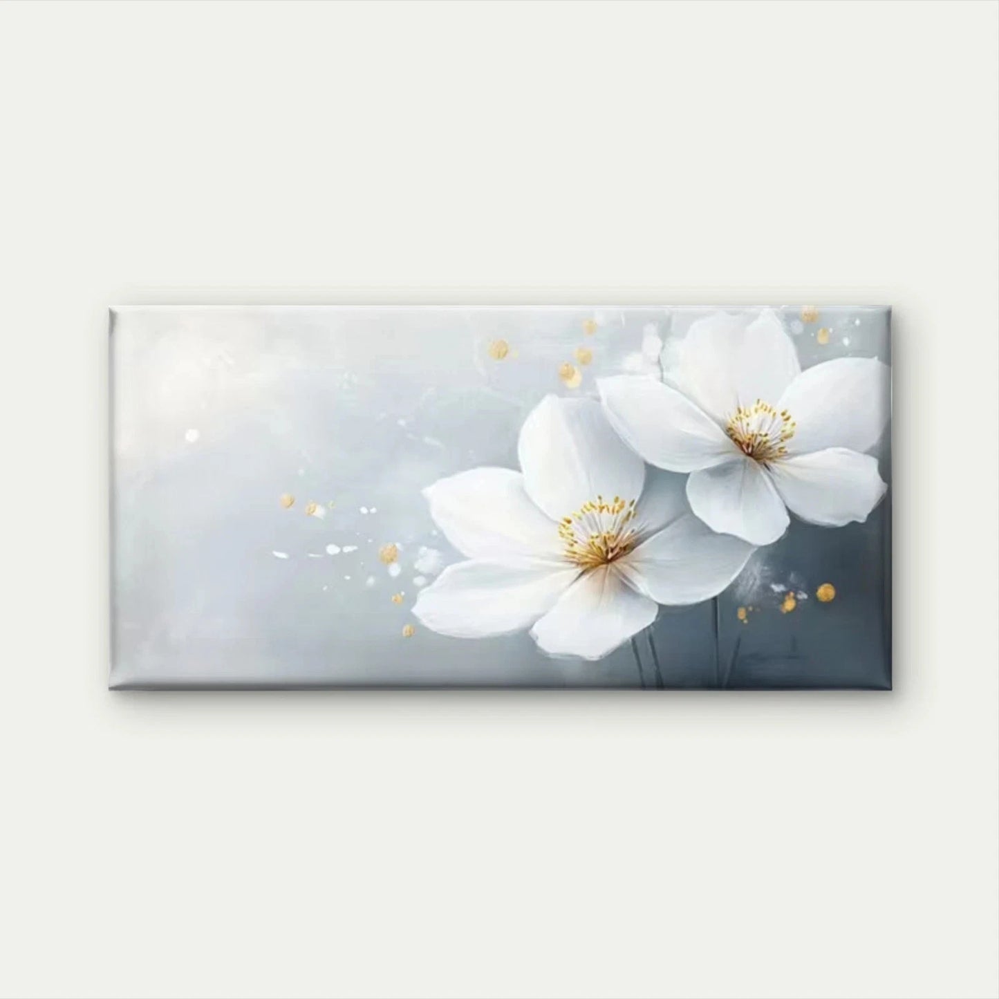 Abstract White Flowers Vintage Wall Art Canvas Office Home Room Framed 120x60cm