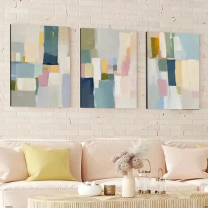 3pcs Geometric Design Decor Brush Strokes Wall Art Canvas Unframed - High Quality Print 100% Australian Made Wall Canvas - Bella Home Decor