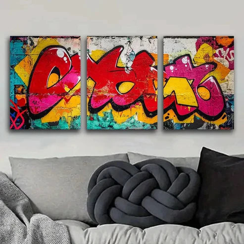 3pcs Colorful Graffiti on Rooftops Perfect Wall Art Set Canvas Unframed - High Quality Print 100% Australian Made Wall Canvas - Bella Home Decor