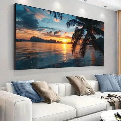 Sunset Beach Island sky wall canvas office home room framed 120x60cm - Bella Home Decor