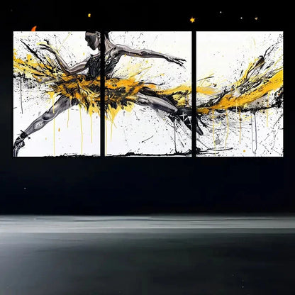 3pcs Ballet Dancer with Splashes Texture Metal Print Ready to Hang Art - Bella Home Decor