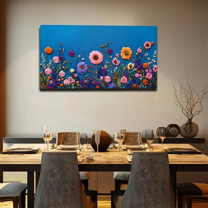 Embroidered Texture Flowers Wall Art Canvas Office Home Room Framed 120x60cm
