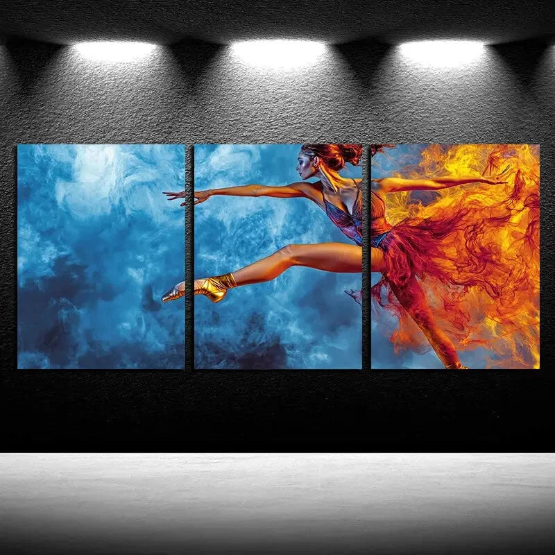 3pcs Vibrant Charming Dancing Girl Modern Design Metal Print Ready to Hang Art - Bella Home Decor