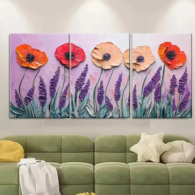 3pcs Wildflower Painting Metal Print Ready to Hang Art