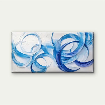 Modern Blue Swirls Abstract Wall Art Canvas Office Home Room Framed 120x60cm