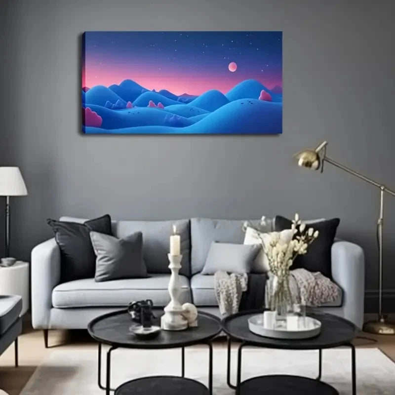 Featuring Mountains At Night Wall Art canvas office home room framed 120x60cm