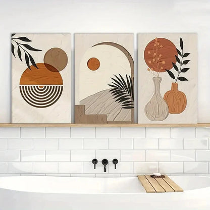 3pcs Abstract Geometric Painting Art Prints Metal Print Ready to Hang Art - Bella Home Decor