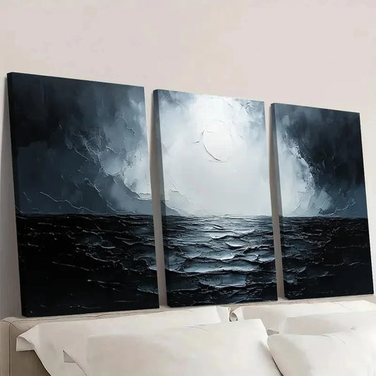 3pcs Minimalist Black & White Artwork EX Wall Art Set Canvas Framed 60x90cm - High Quality Print 100% Australian Made Wall Canvas Ready to Hang