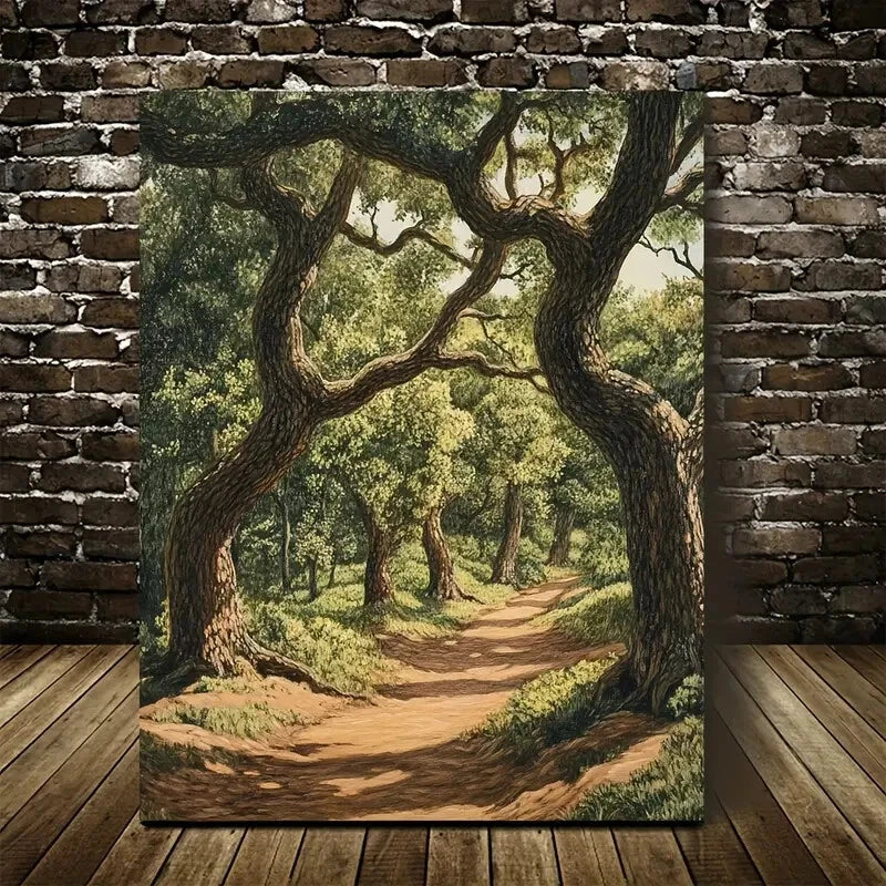 Beautiful Flourishing Oak Forest Scene Lush 40x60cm Metal Print Ready to Hang - Bella Home Decor