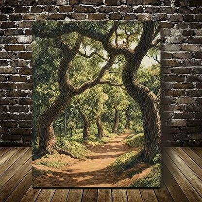 Beautiful Flourishing Oak Forest Scene Lush 40x60cm Metal Print Ready to Hang - Bella Home Decor