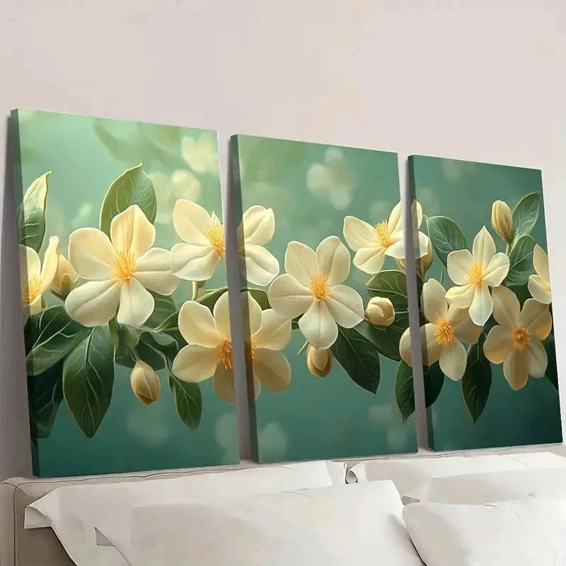 3pcs Arabian Jasmine TY    Wall Art Set Canvas Framed 40x60cm - High Quality Print 100% Australian Made Wall Canvas Ready to Hang - Bella Home Decor