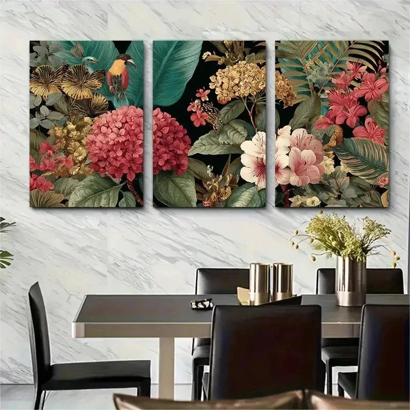 3pcs Botanical Maximalist Disco Perfect Wall Art Set Canvas Framed 50x70cm - High Quality Print 100% Australian Made Wall Canvas Ready to Hang - Bella Home Decor