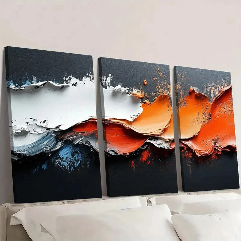3pcs White Textured Abstract Painting Brown  NM  Wall Art Set Canvas Framed 40x60cm - High Quality Print 100% Australian Made Wall Canvas Ready to Hang - Bella Home Decor