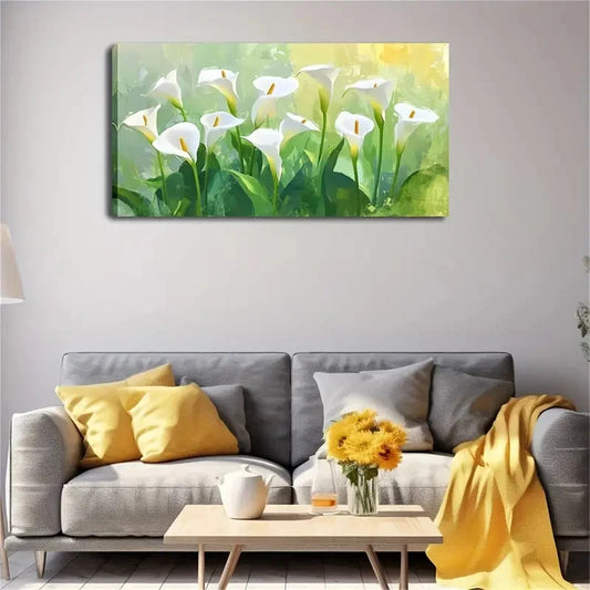 Green & Yellow-Green Minimalist Wall Art Canvas Office Home Room Framed 120x60cm