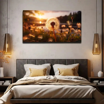 Magical Dandelion Sunset Wall Art Canvas Office Home Room Framed 120x60cm
