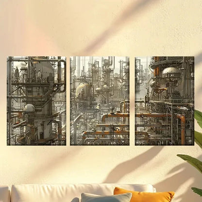 3pcs Conceptual with Industrial Aesthetic 50x70cm - High Quality Print 100% Australian Made Wall Canvas Ready to Hang - Bella Home Decor