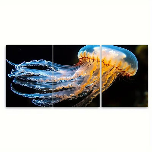 3pcs Translucent Jellyfish Graceful Sea Life Metal Print Ready to Hang Art