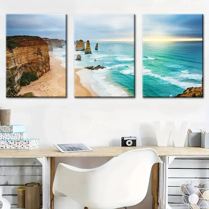 3pcs Seaside Beach Island Scenery Decoration Metal Print Ready to Hang Art - Bella Home Decor