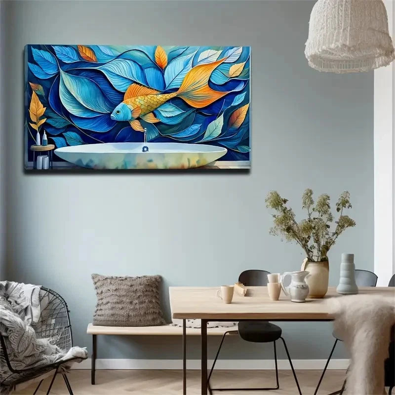 Abstract Simple Fish Wall Art Canvas Office Home Room Framed 120x60cm