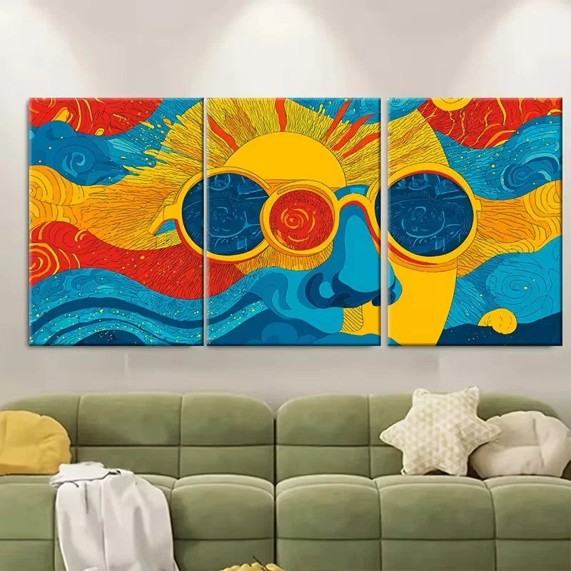 3pcs Retro Sun Boho Coastal Beach Metal Print Ready to Hang Art - Bella Home Decor