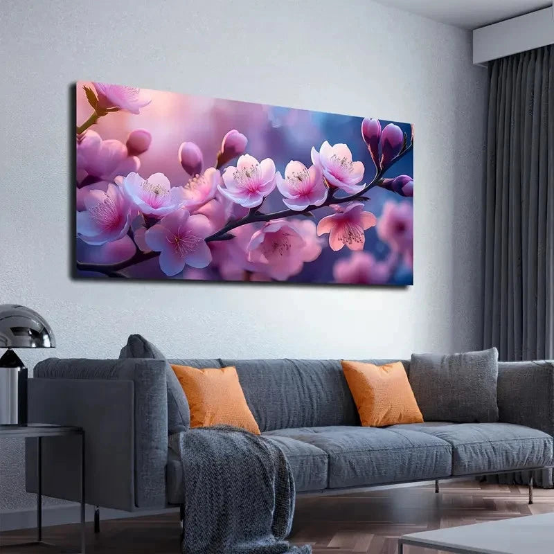 Pink Peach Blossoms Wall Art canvas office home room framed 120x60cm