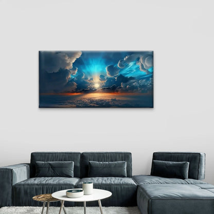 Clouds Sunny Beautiful Sky Wall Art Canvas Office Home Room Framed 120x60cm