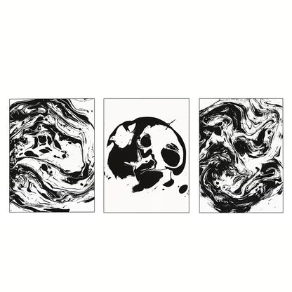 3pcs Black And White Abstract Liquid Texture      Wall Art Set Canvas Framed 50x70cm - High Quality Print 100% Australian Made Wall Canvas Ready to Hang - Bella Home Decor