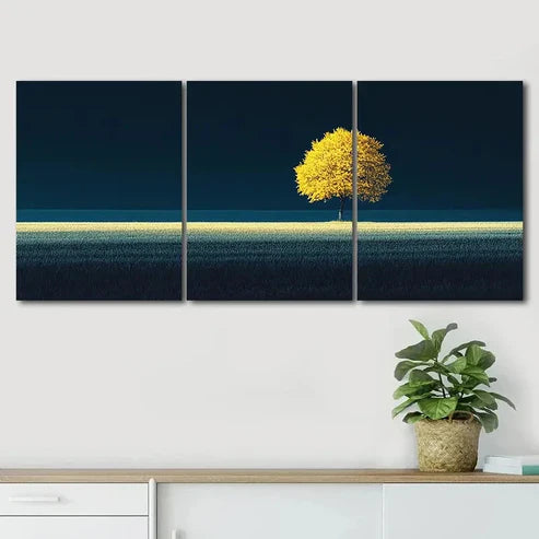 3pcs Night Colorful Relax Autumn Tree Perfect Wall Art Canvas Unframed - High Quality Print 100% Australian Made Wall Canvas