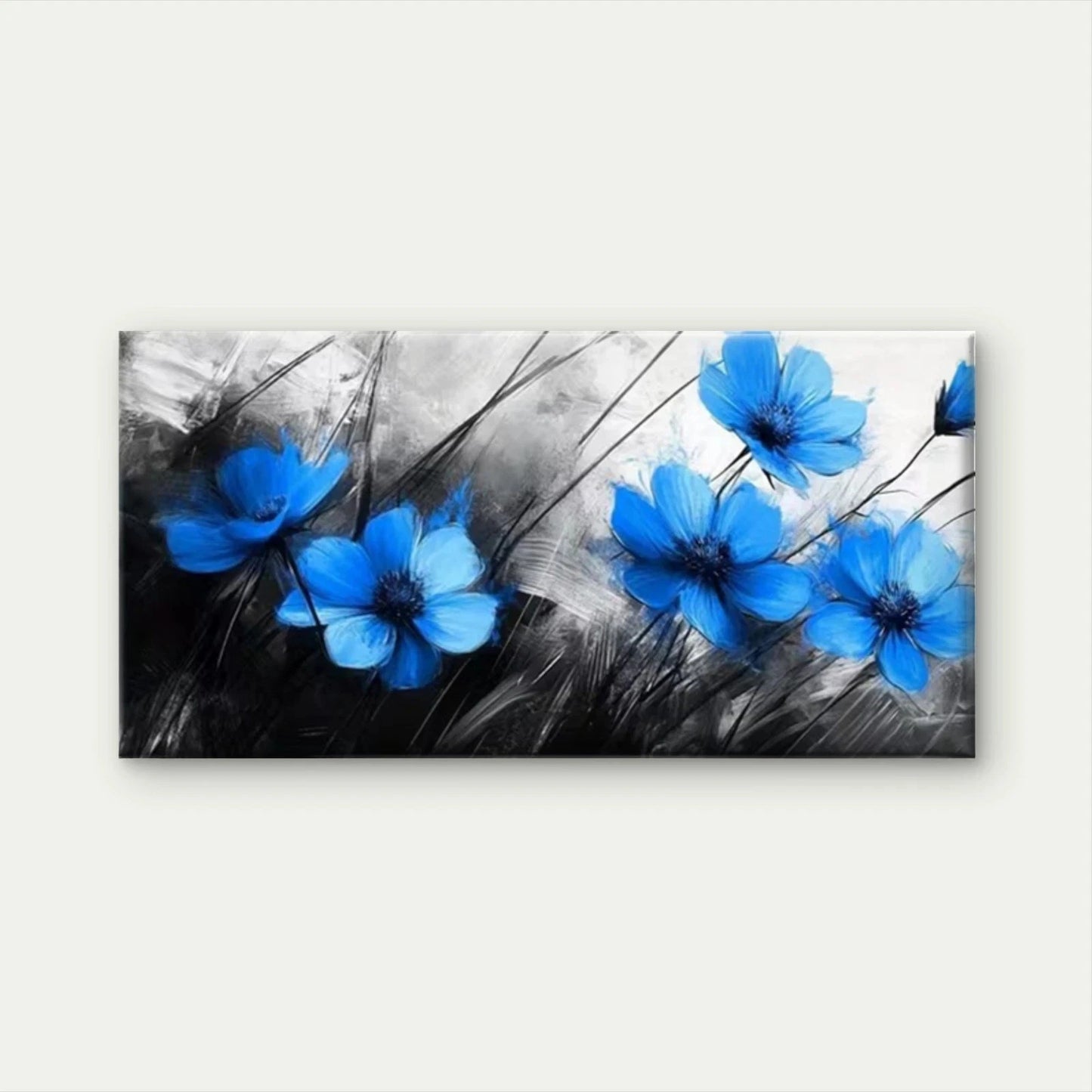 Petals & Brushstrokes Design Wall Art Canvas Office Home Room Framed 120x60cm