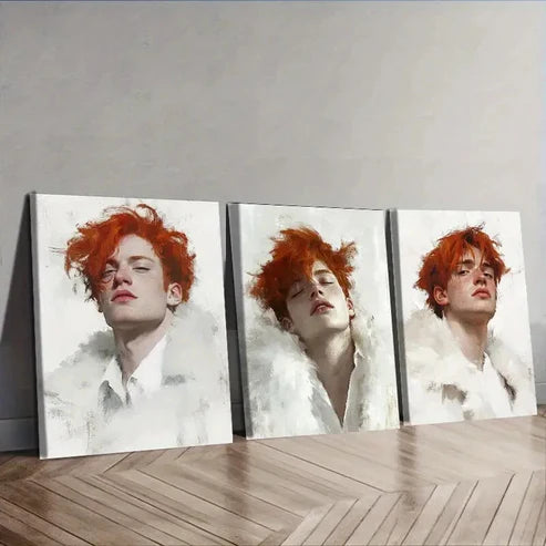 3pcs Featuring a Man with Red Hair Wall Art Canvas Unframed - High Quality Print 100% Australian Made Wall Canvas