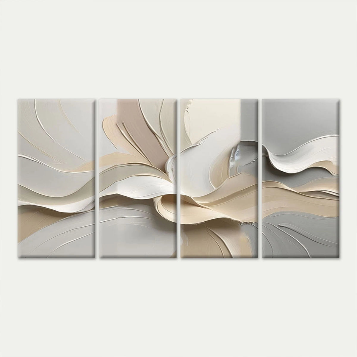 4pcs Minimalist Neutral Abstract Beige Wall Art Set Canvas Framed 45x80cm - High Quality Print 100% Australian Made Wall Canvas Ready to Hang