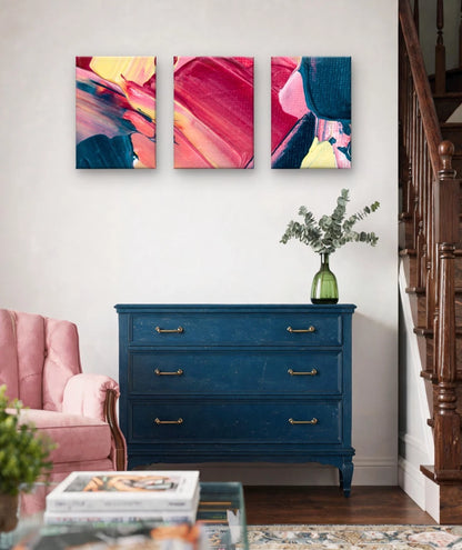 3pcs Abstract Textured Acrylic Art Wall Art Set Canvas Framed 60x90cm - High Quality Print 100% Australian Made Wall Canvas Ready to Hang