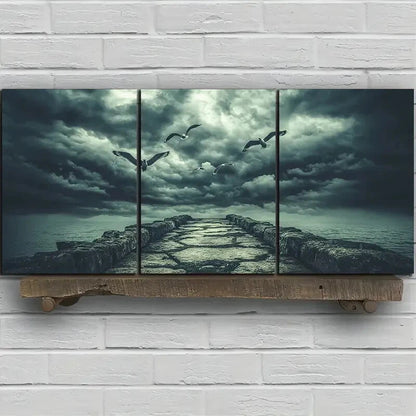 3pcs The Dock Under the Wind and Rain Metal Print Ready to Hang Art - Bella Home Decor