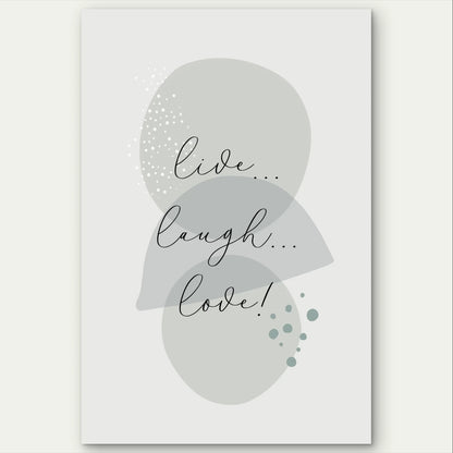 Live, Laugh, Love Quote Green Minimalist 40x60cm Metal Print Ready to Hang