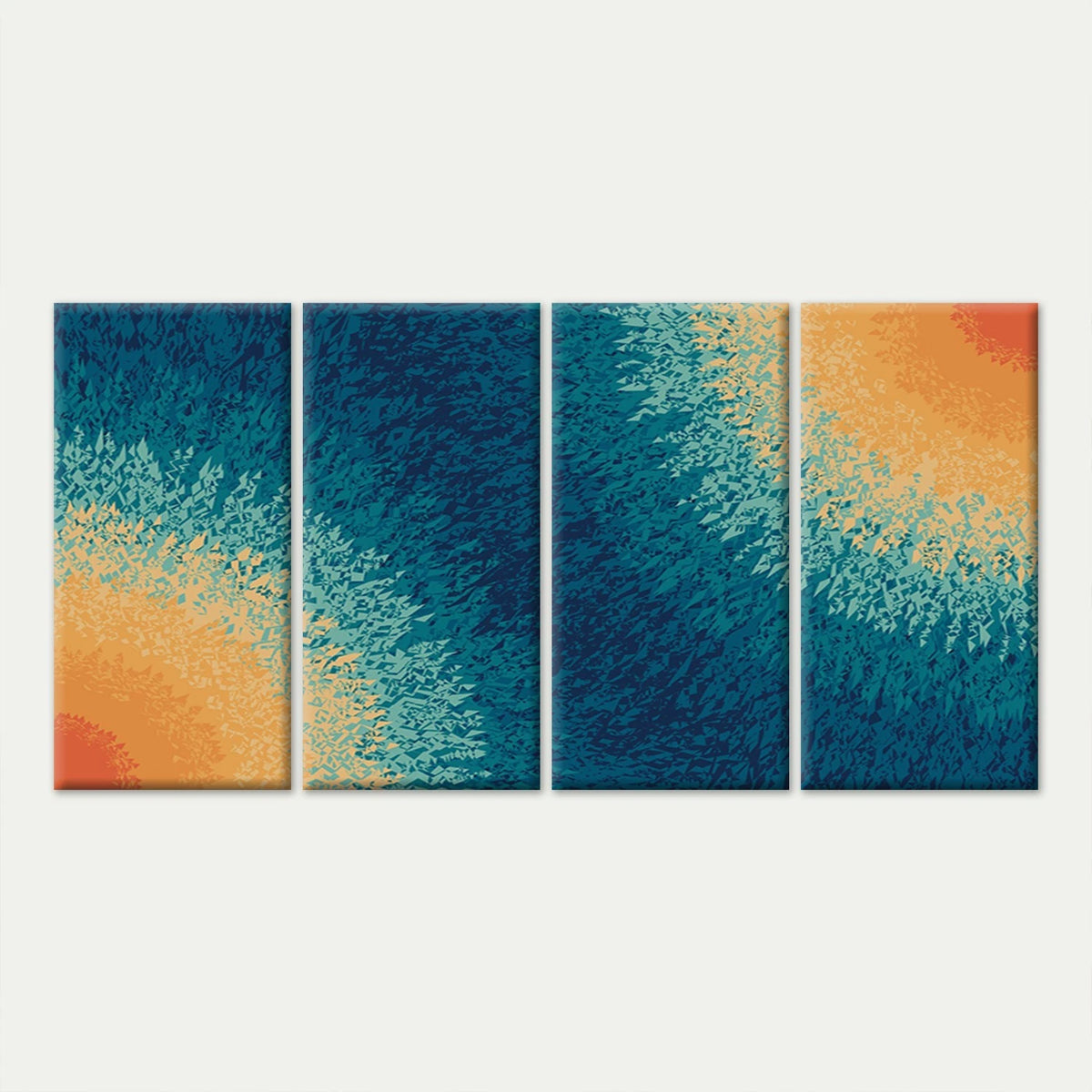 4pcs Modern Abstract Textured Blue and Orange Wall Art Canvas Framed 45x80cm - High Quality Print 100% Australian Made Wall Canvas Ready to Hang