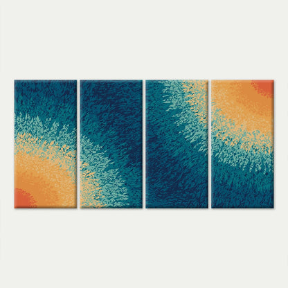 4pcs Modern Abstract Textured Blue and Orange Wall Art Canvas Framed 45x80cm - High Quality Print 100% Australian Made Wall Canvas Ready to Hang