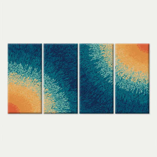 4pcs Modern Abstract Textured Blue and Orange Wall Art Canvas Framed 45x80cm - High Quality Print 100% Australian Made Wall Canvas Ready to Hang